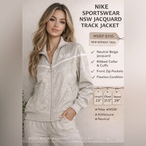 Nike Sportswear NSW Jacquard Track Jacket – Women’s Small Beige New Without Tags
